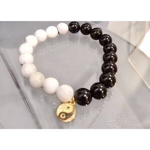 Dharma Shop Harmony & Balance Yin & Yang  Gemstone Stretch Bracelet